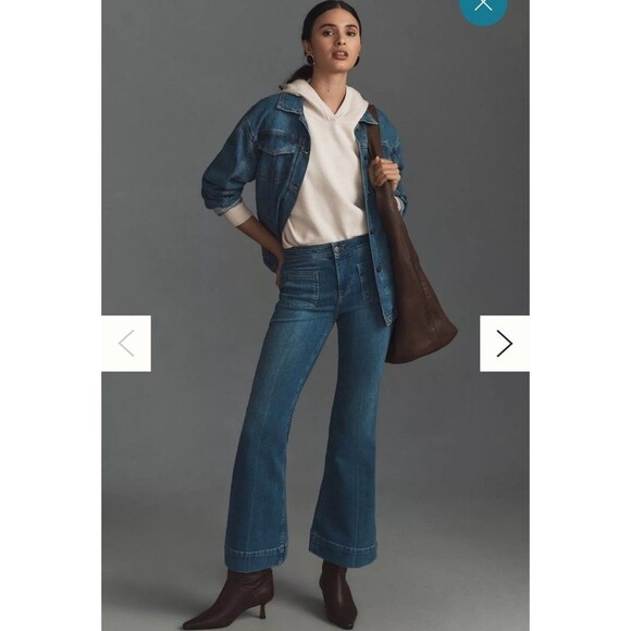 Pilcro Denim - Pilcro 24 Vintage Bell Mid Rise Kick Flare Jeans Denim Blue Bootcut